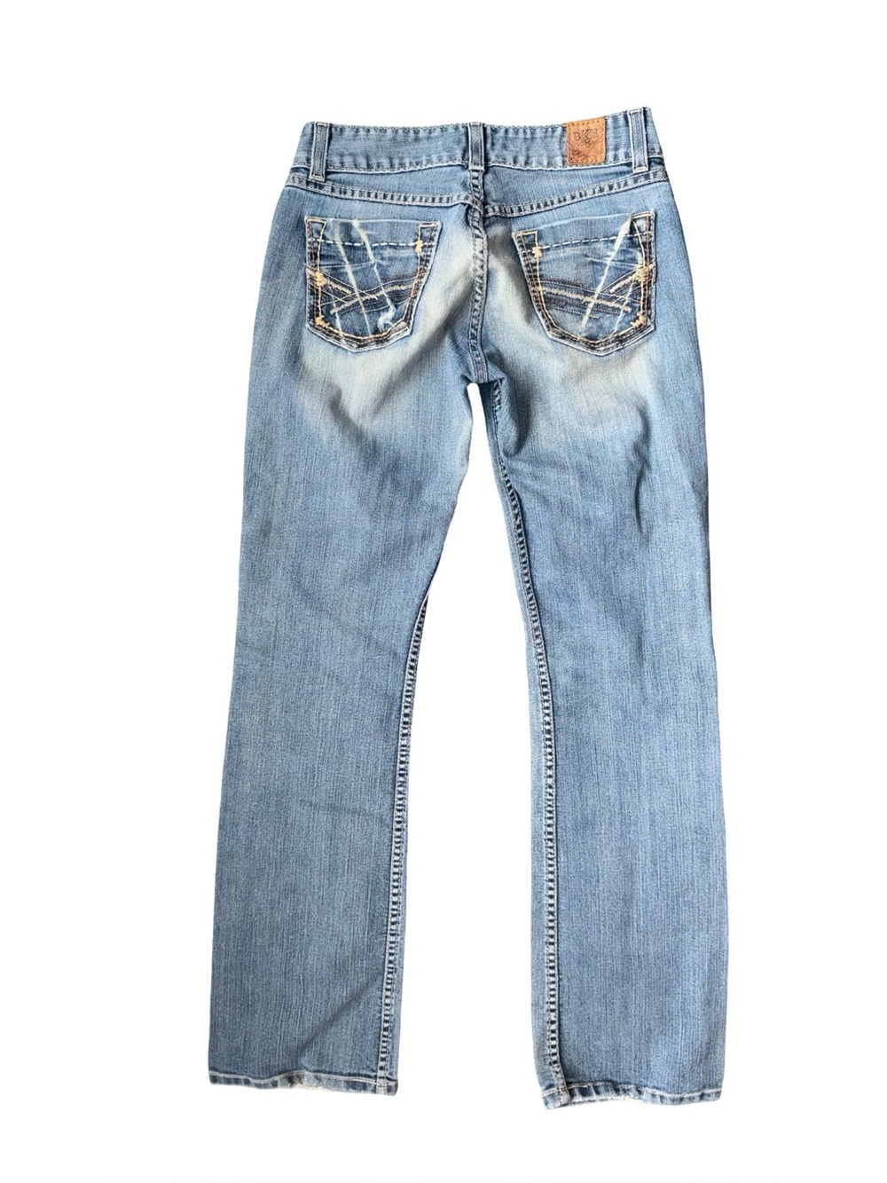 Y2K low rise BKE Culture Bootcut Jeans Women’s 27x31.5 Light Wash Distressed Den